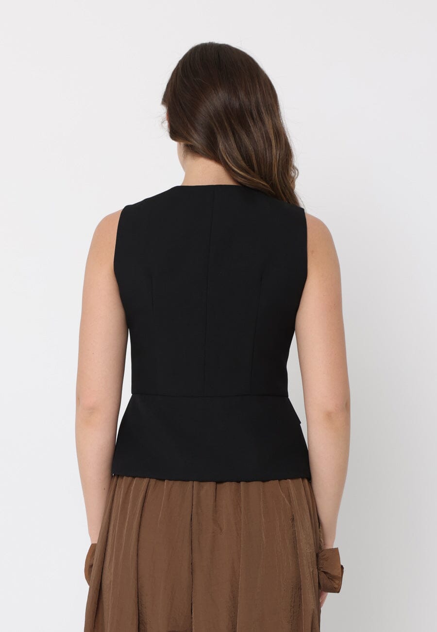 Crew Neck Front Pockets Vest