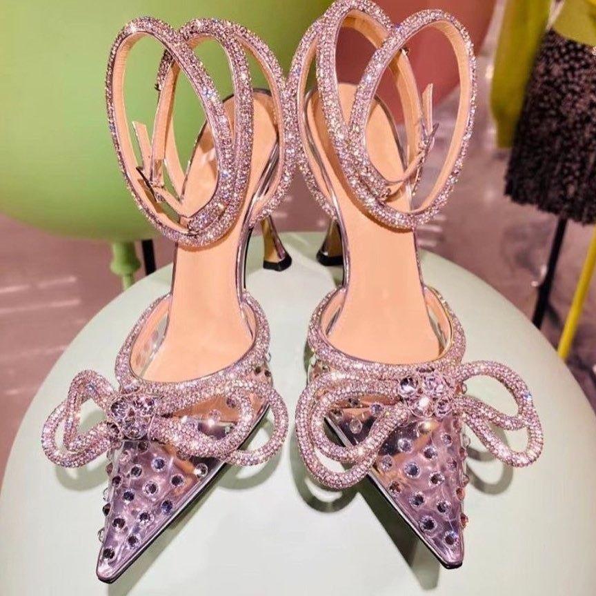 Crush Wrap Around Diamond Bow Blue Heels