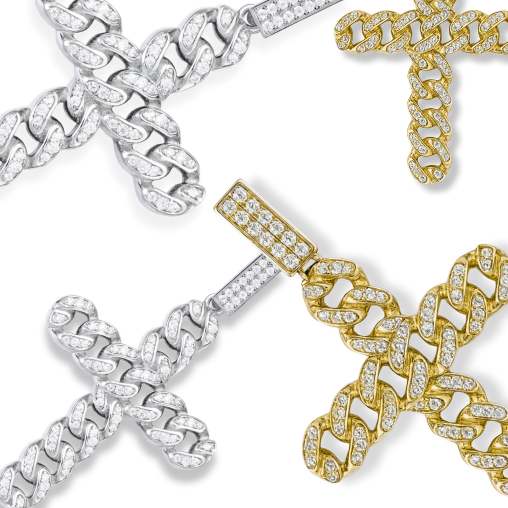 Cuban Link Cross Pendant 925 Sterling Silver