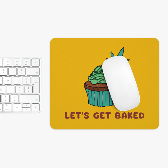 Let's Get Baked Marijuana Yellow Mouse Pad