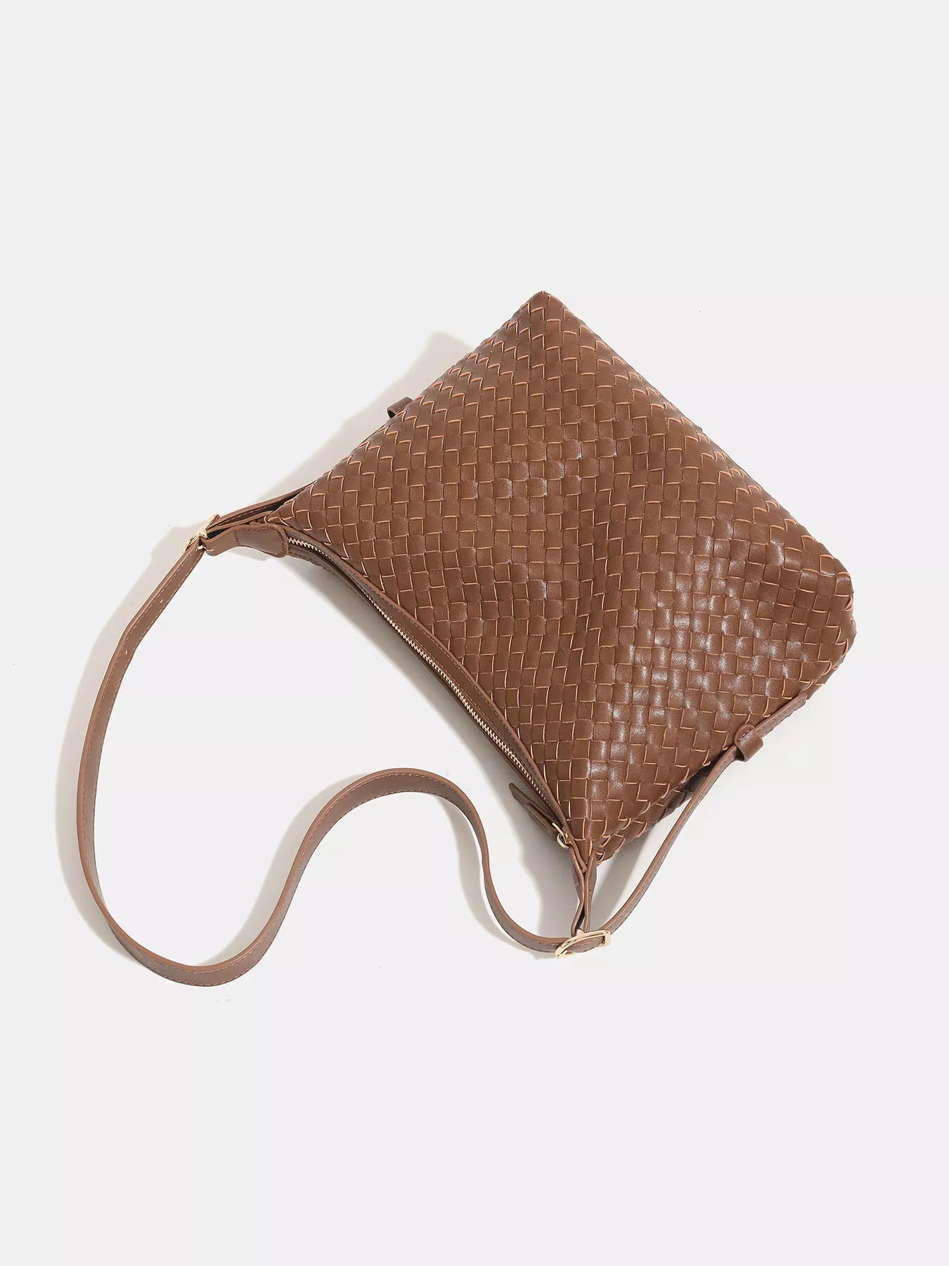 Woven PU Leather Shoulder Bag - Medium