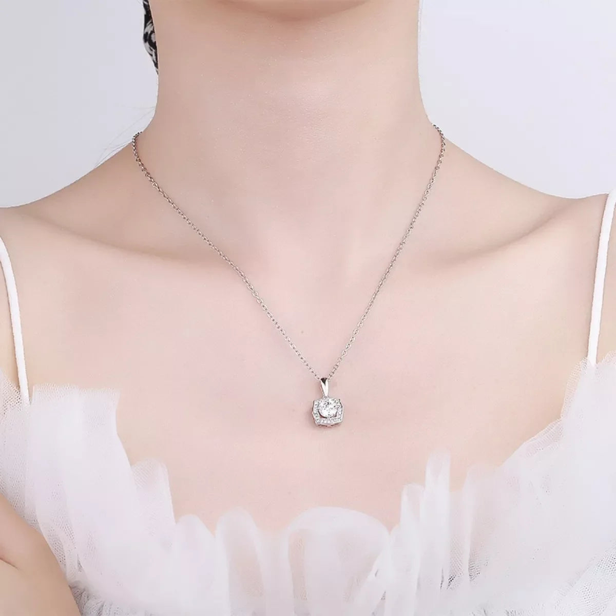1 Carat Moissanite 925 Sterling Silver Necklace