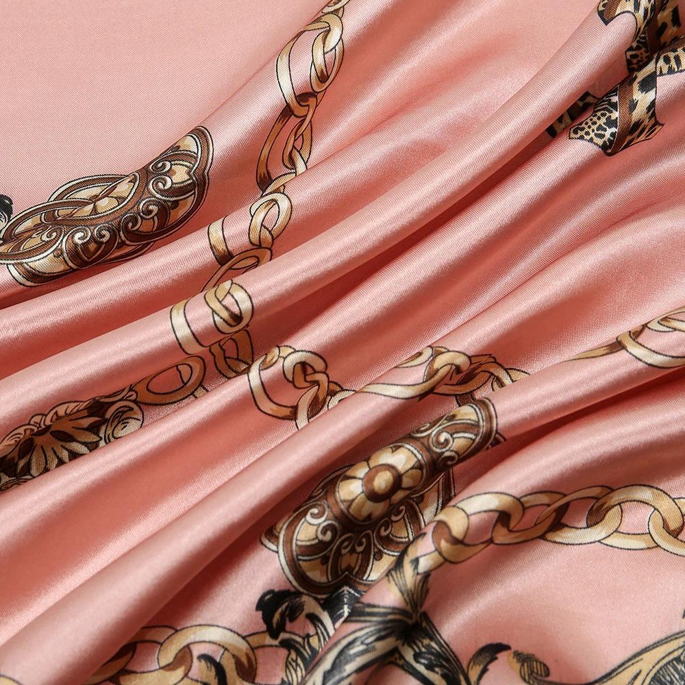 Leopard-print Chain Decorative Satin Scarf