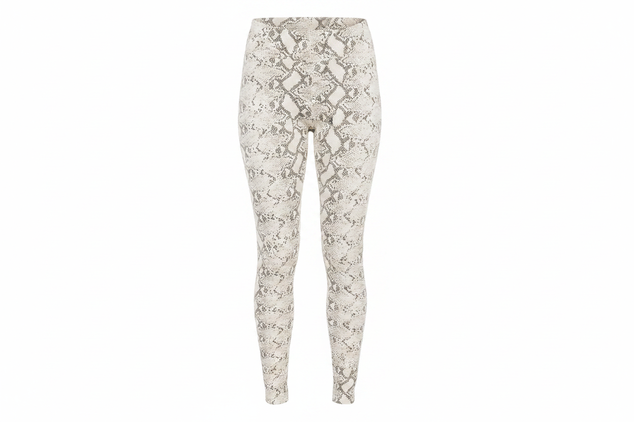 Snake Print Fleece Leggings- Black Mocha