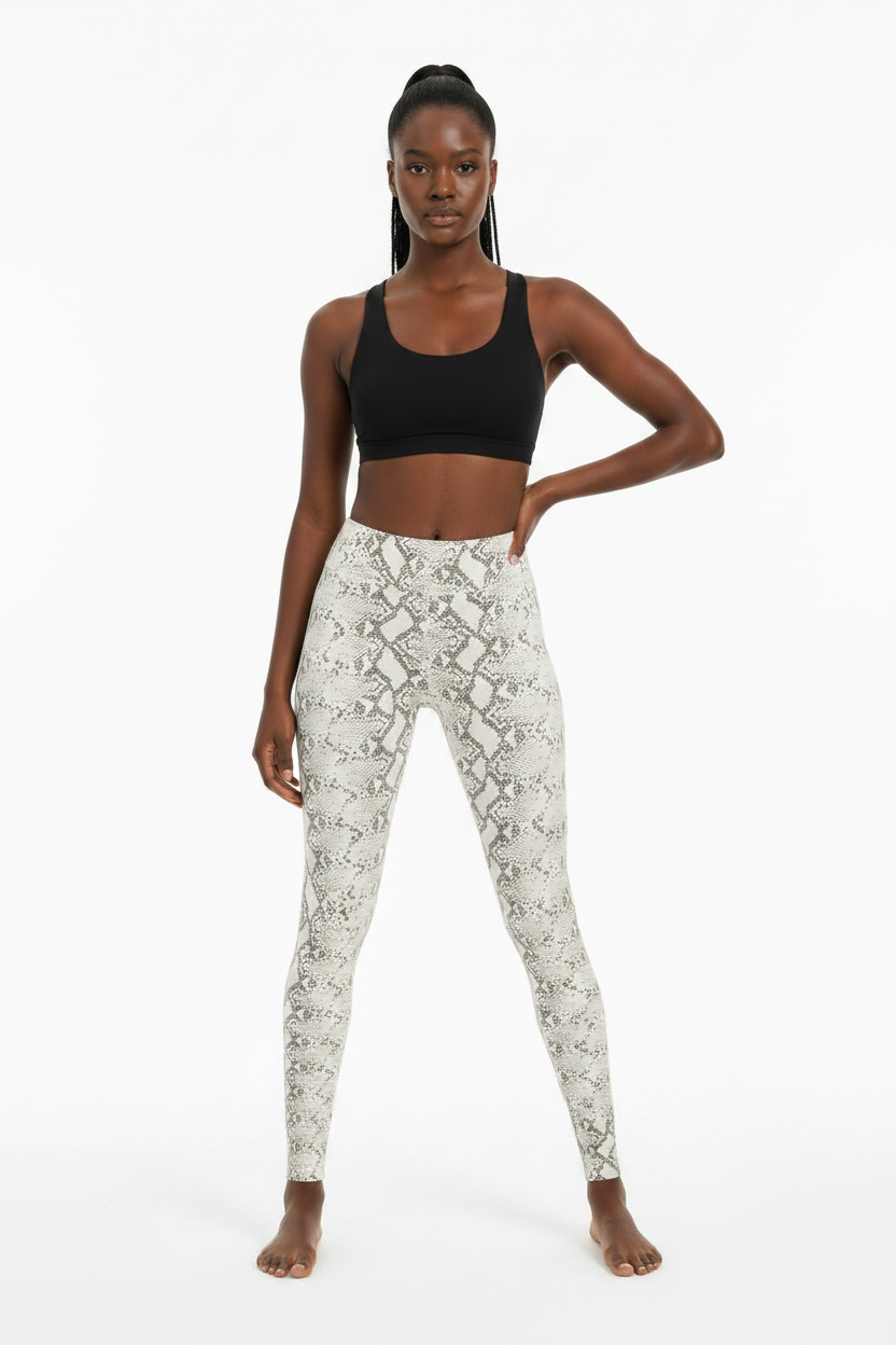 Snake Print Fleece Leggings- Black Mocha