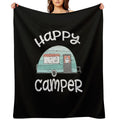 Happy Camper Retro Trailer RV Caravan Camping Throw Blanket