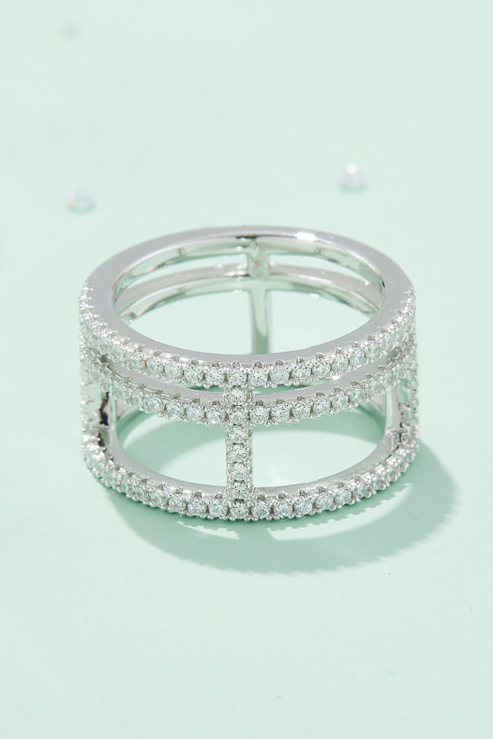 Adored Sparkala™ Cutout Wide Ring (Platinum Over Pure Sterling Silver)