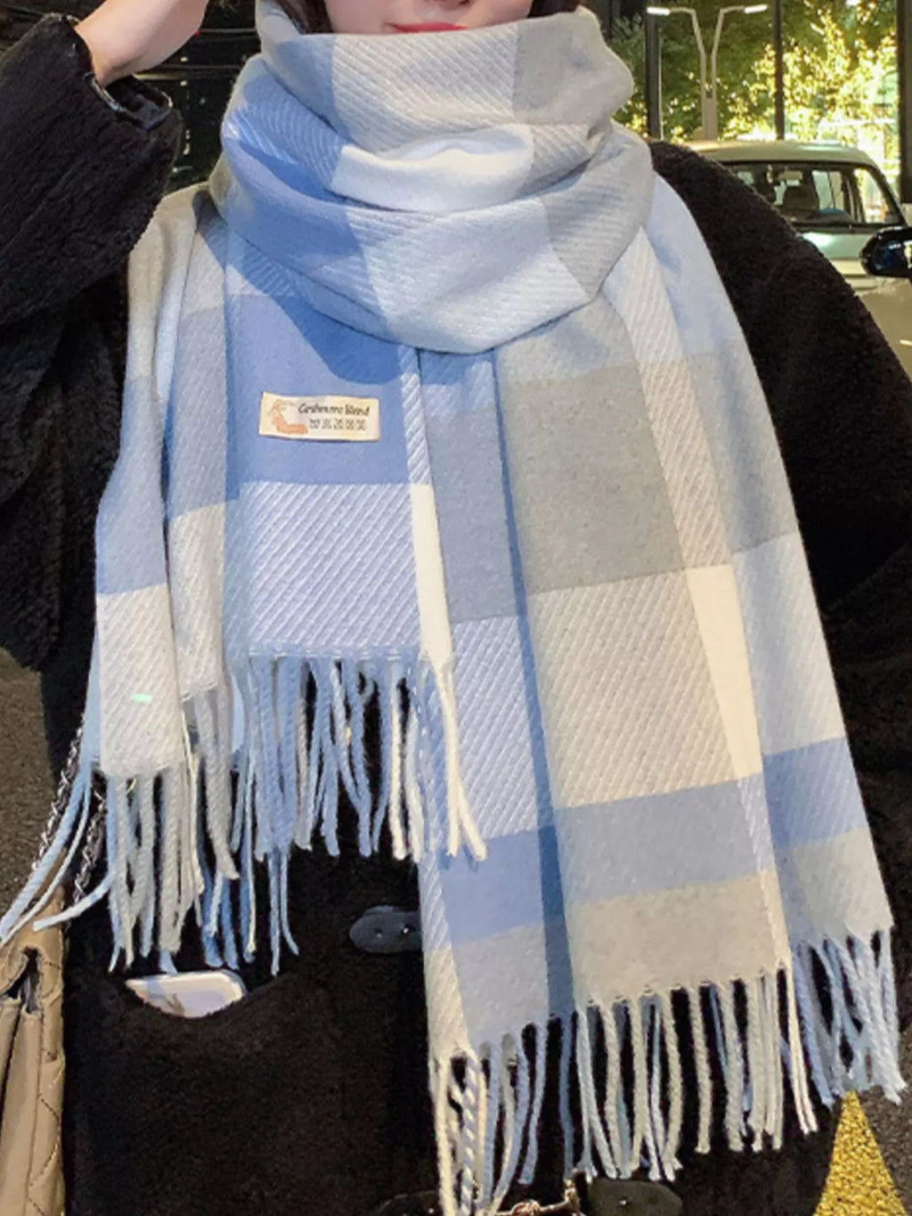 Wool Plaid Scarf with Fringe - Timeless Style