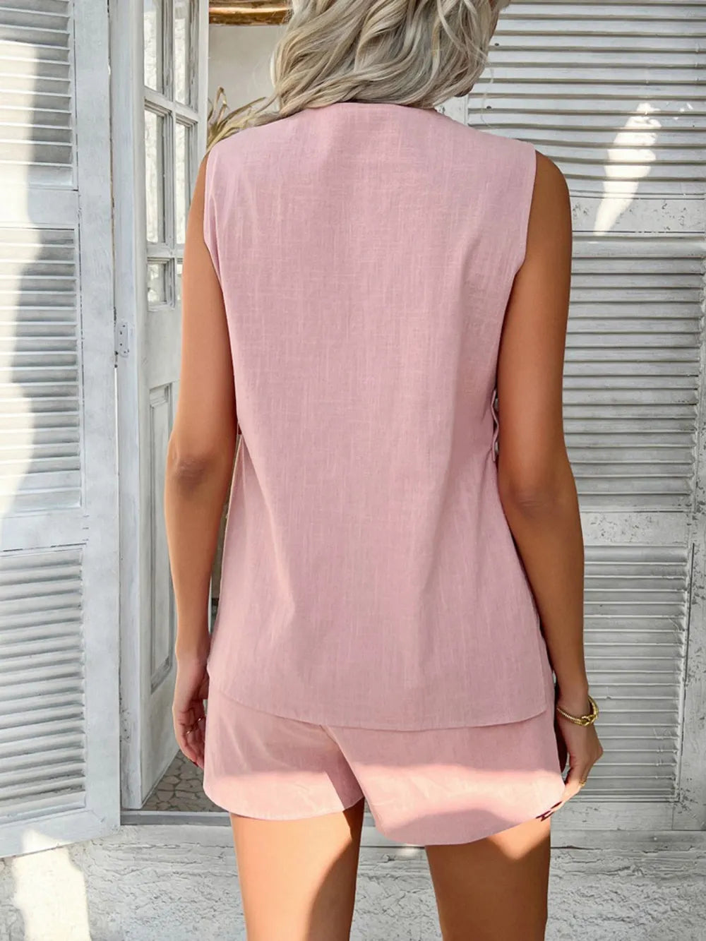 Devine Button Down V-Neck Two-Piece Set – Slit Detail | S–XL