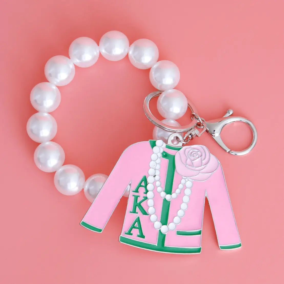 AKA Pink, Green & Pearl Keychain
