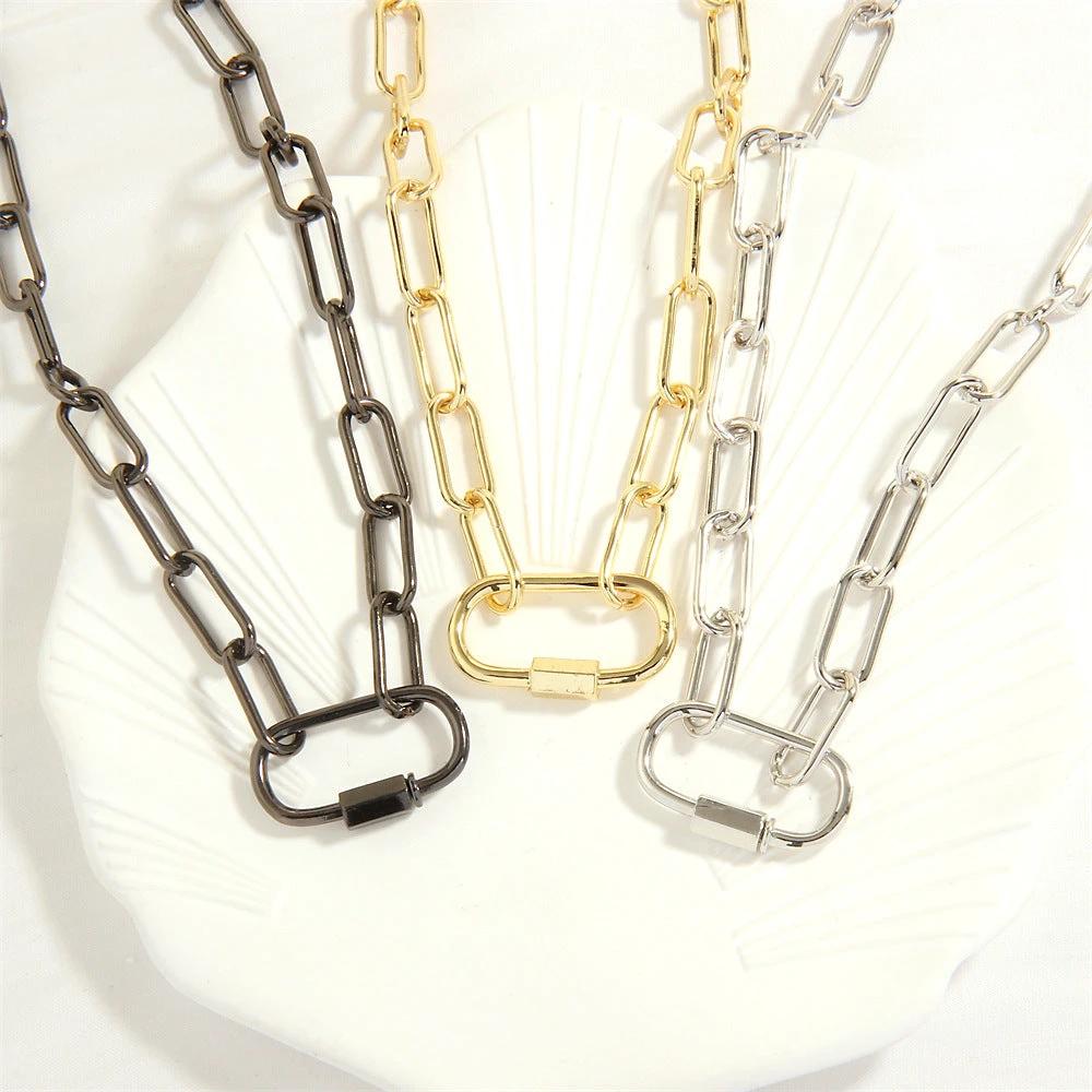 Design Screw Buckle Oval Pendant Necklace For Men