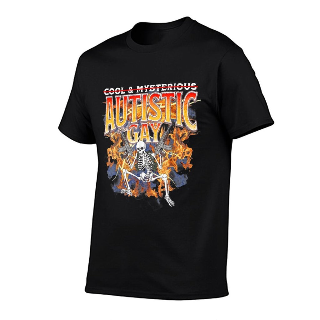 Autism Meme Funny Tism Skeleton Autistic And Gay Humor  High-quality Stitching T-Shirt