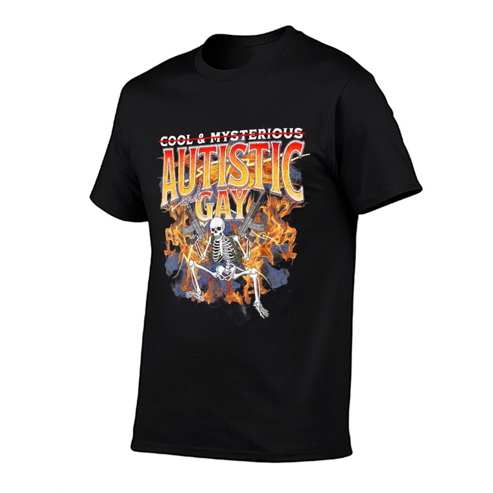 Autism Meme Funny Tism Skeleton Autistic And Gay Humor  High-quality Stitching T-Shirt