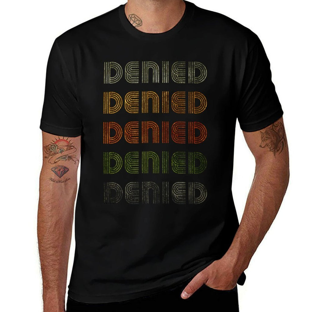 Love Heart Denied Grunge Vintage Style Black Denied  Summer-ready Fabric T-Shirt