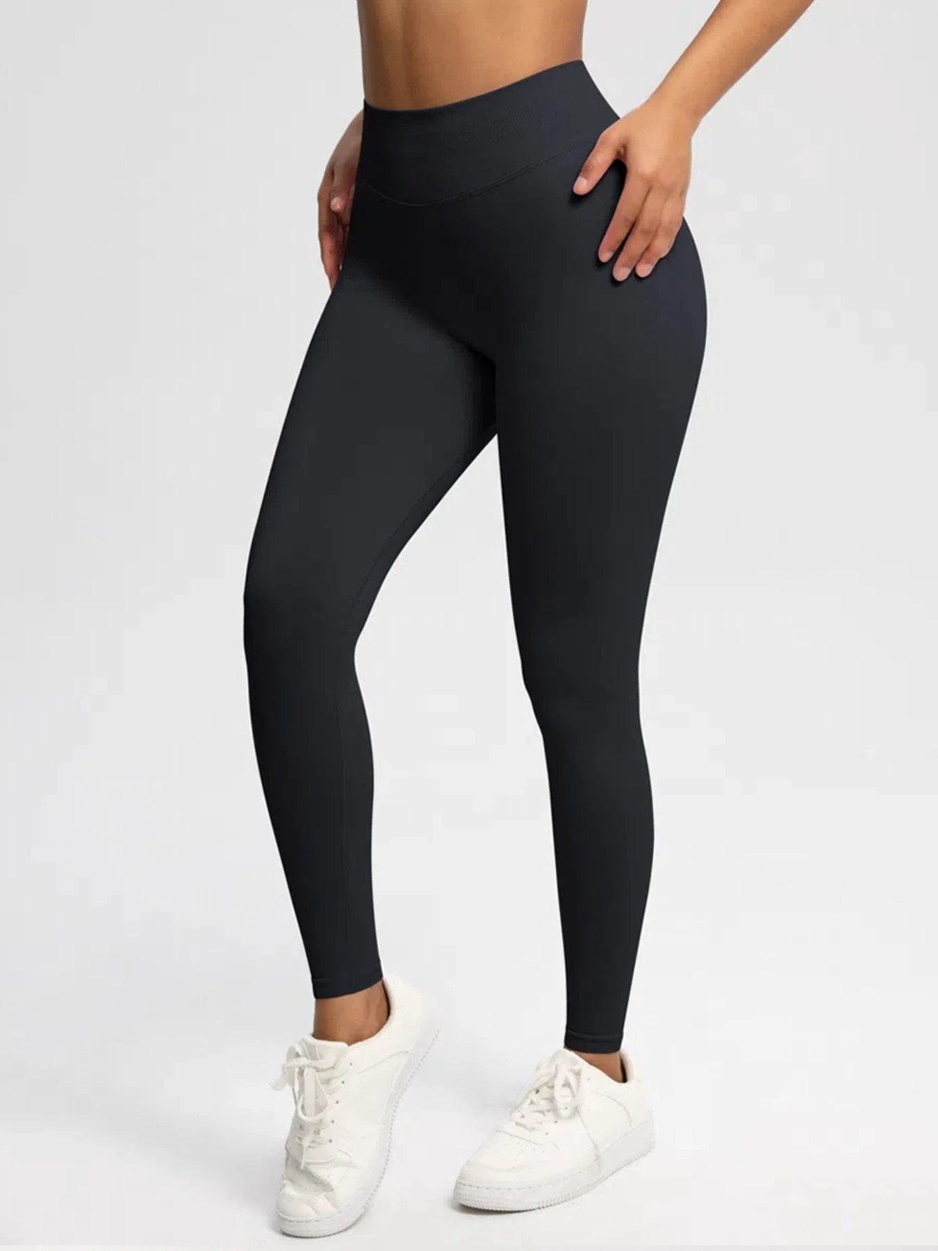 Sexy High Elastic Women's Solid Tights High Waist Workout Yoga Leggings, Scrunch Butt Lifting Elastic Pants, Tummy Control Butt Lifting Workout Yoga Athletic Pants