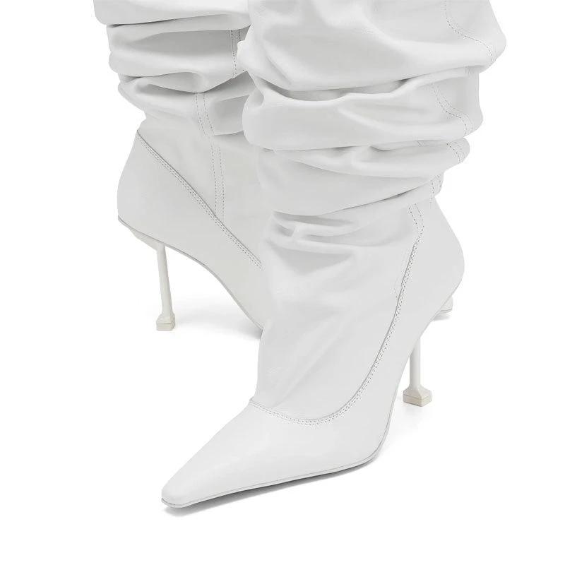 Big Tube Circumference Pointed Toe Stiletto Heel Catwalk Party Boots