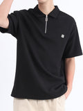 Men's Plus Size Zipper Detail Short Sleeve Polo