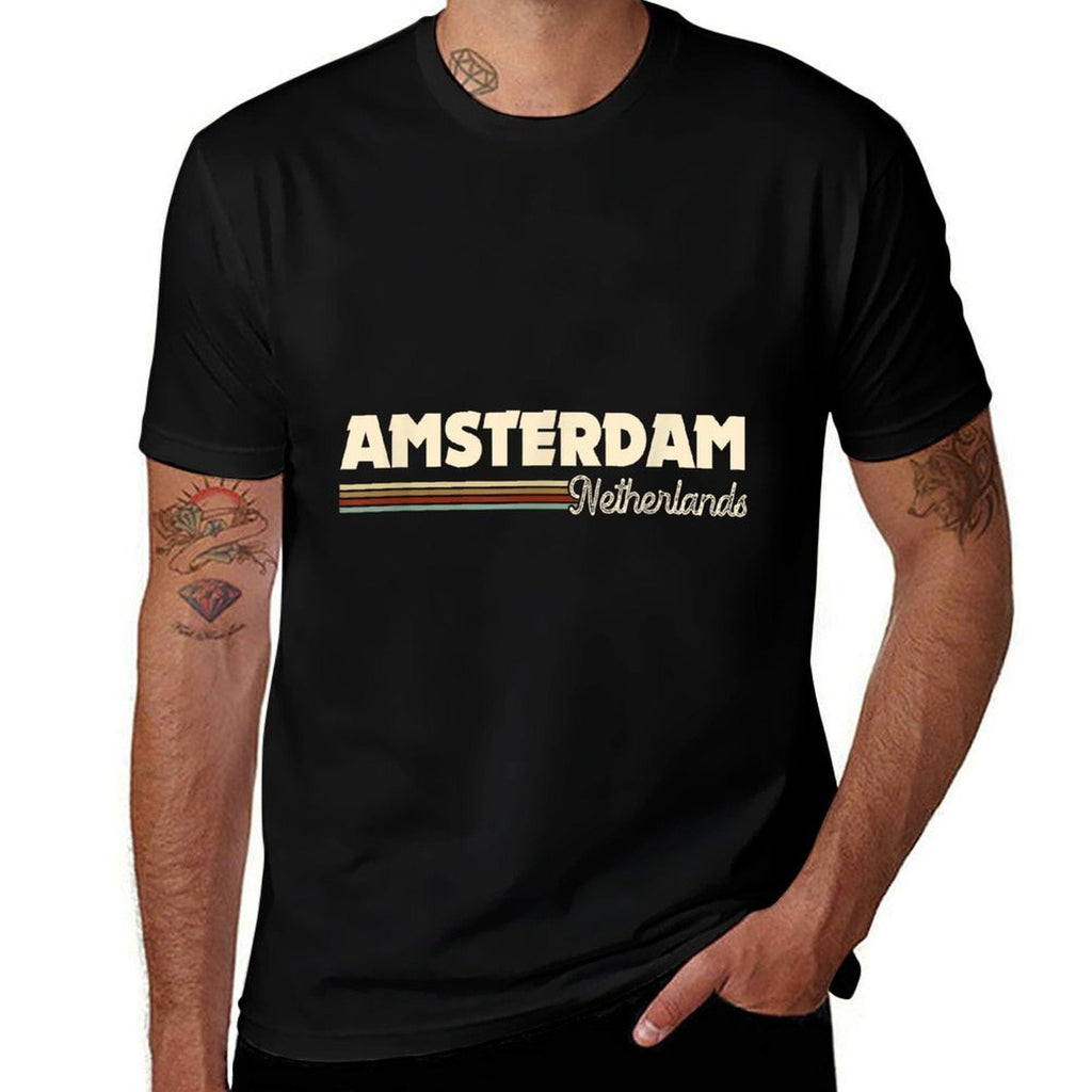 Retro Amsterdam Netherlands Gifts Souvenirs Men Women Kids  Trendy Pattern T-Shirt
