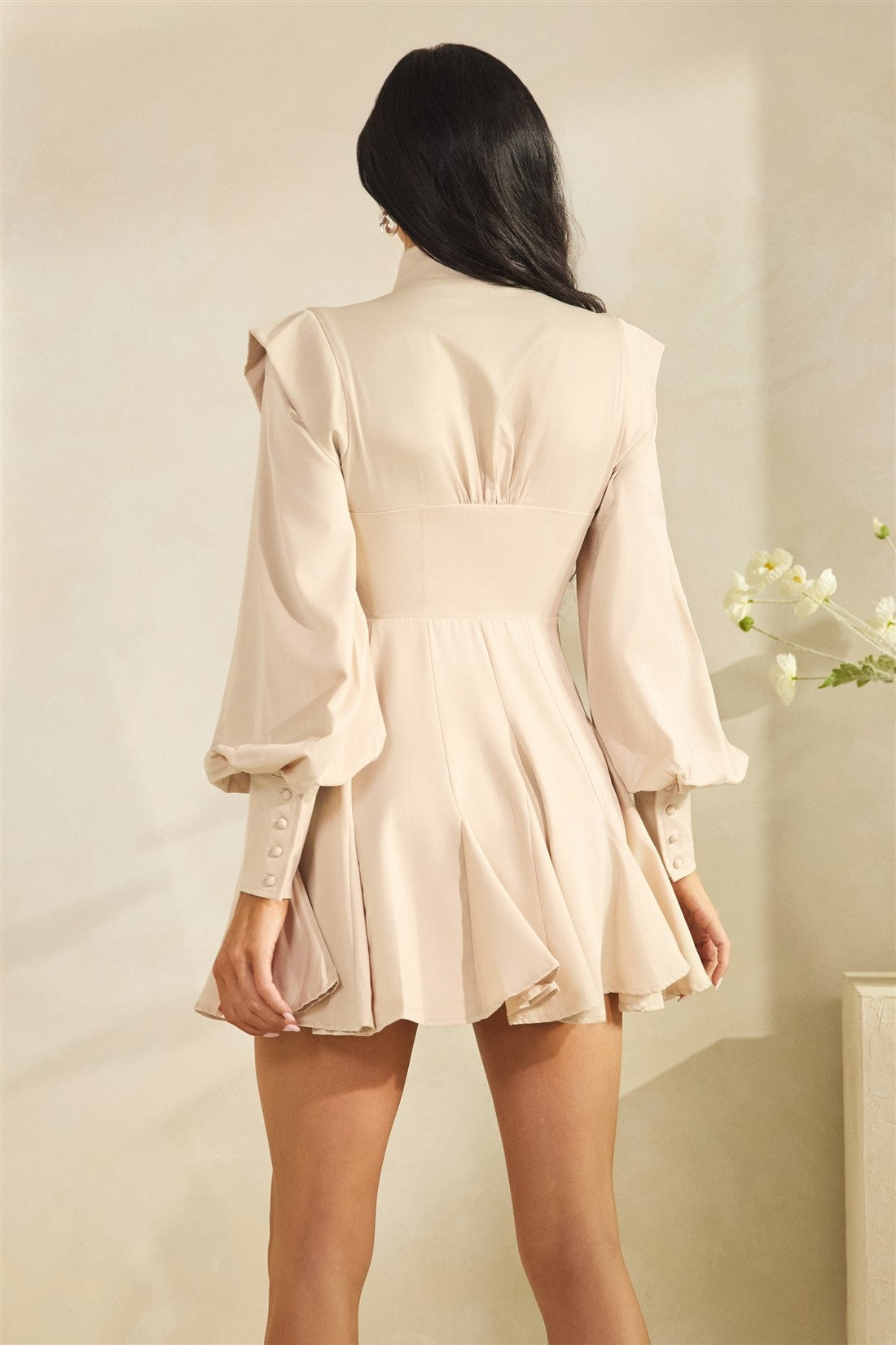 Buttoned Down Corset Top/Shirt Dress- Black