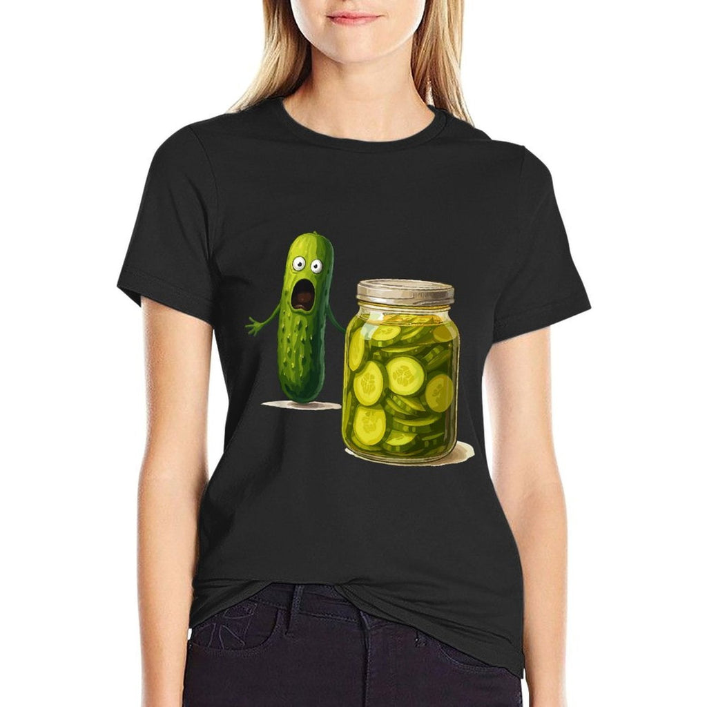 Funny Screaming Pickle Cucumber Jar Joke  Relaxed-fit T-Shirt