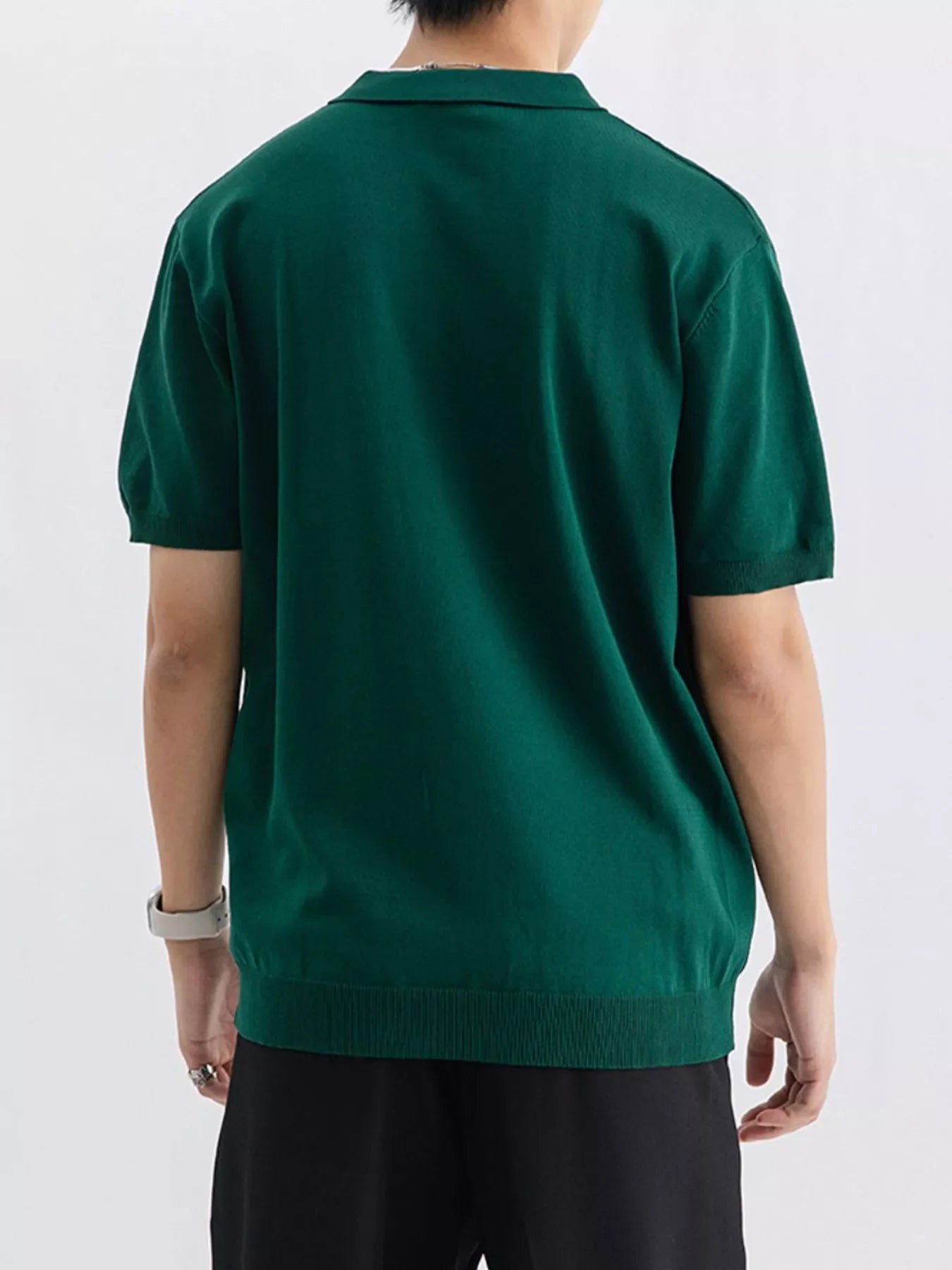 Men's Plus Size Textured Knit Short Sleeve Polo