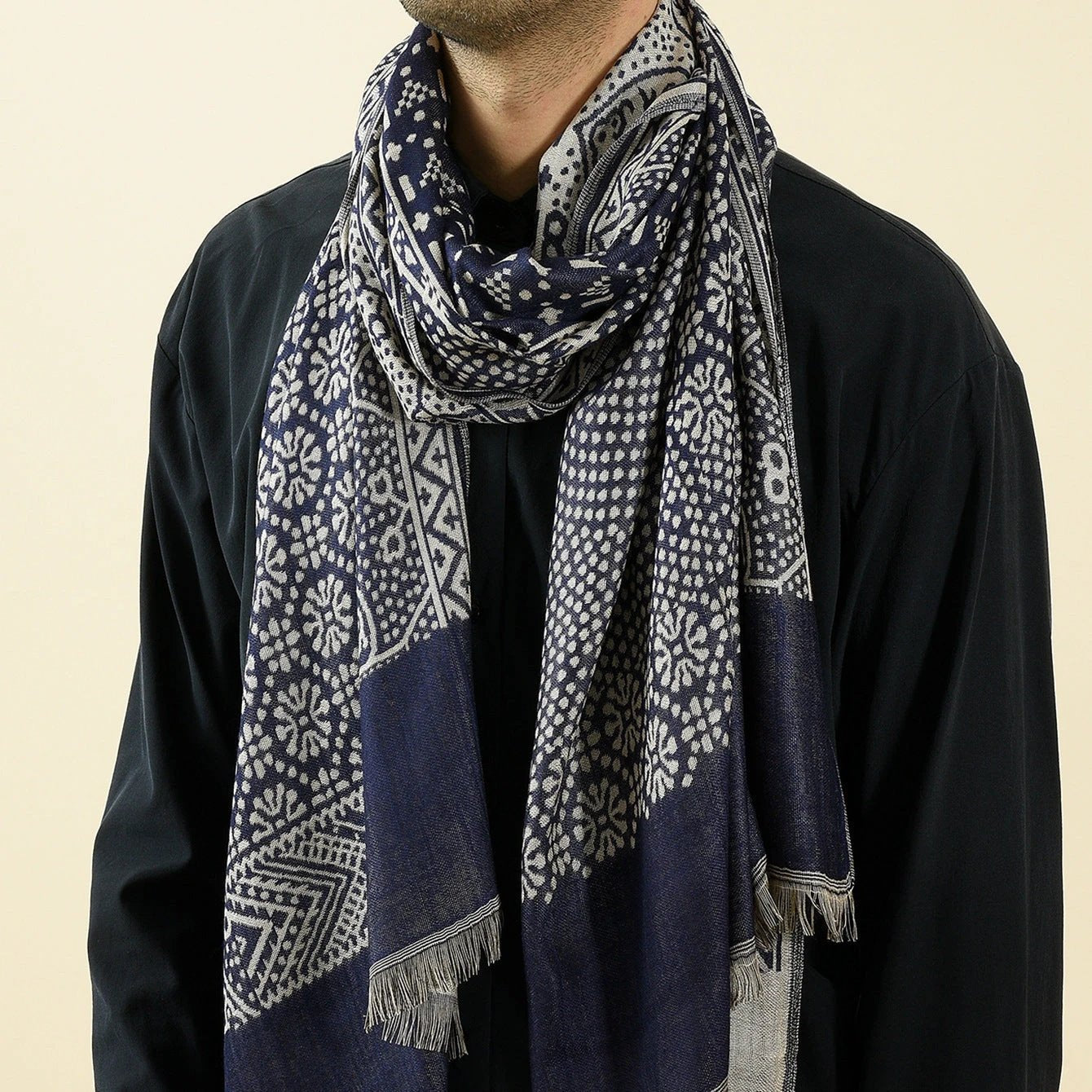 Men's Cotton And Linen Short Scarf