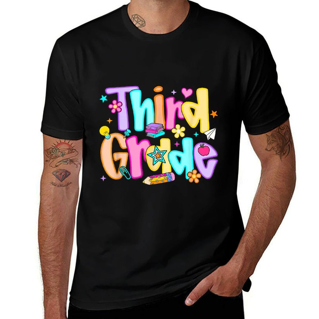 Back To School Preppy Third Grade 3rd Grade Teacher Girl Boy  Easy-care T-Shirt