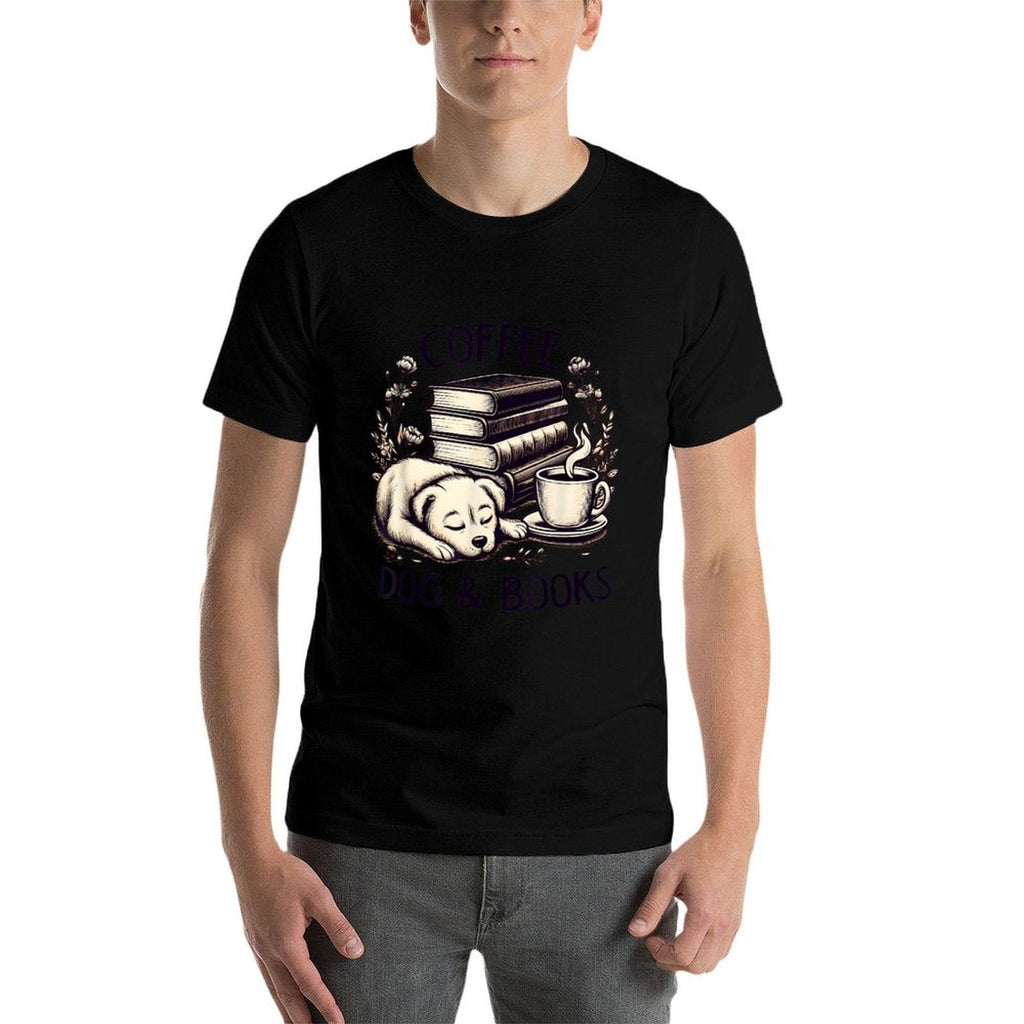 Funny Cute Coffee Dog Books Lover Gift Idea Women Men Kids  Vintage-inspired T-Shirt