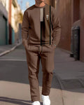 Fashion Line Printing Men's Round Neck Suit