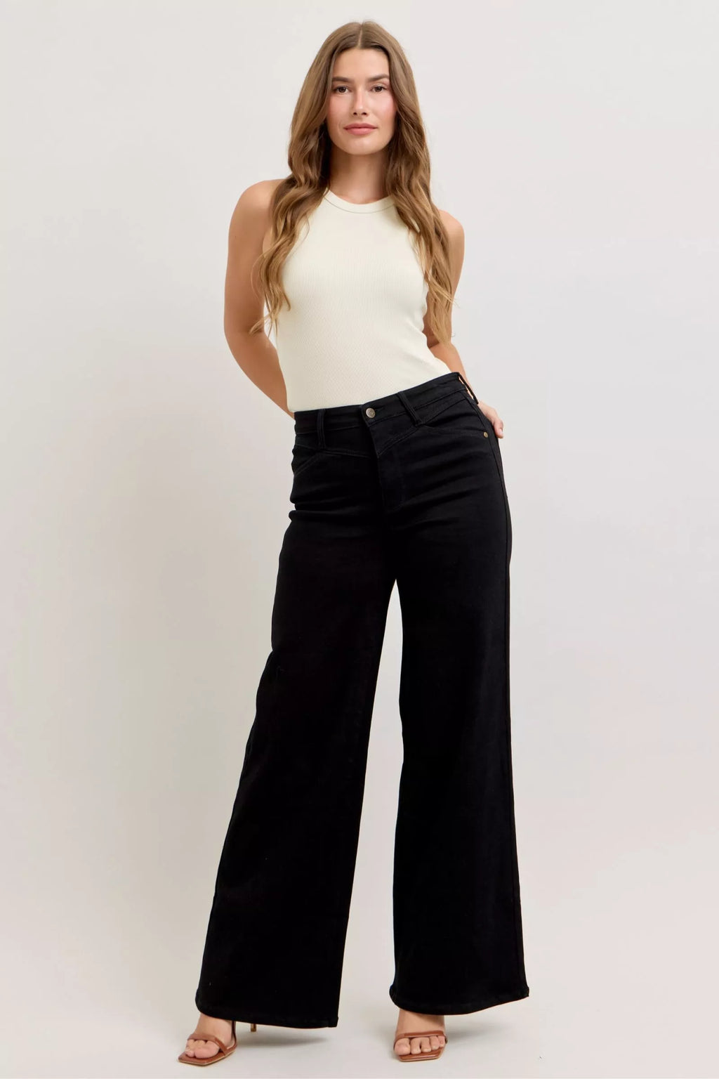 Judy Blue High Waisted Wide Leg Jeans For Women Flattering Fit Trendy Silhouette Versatile Wardrobe Essential