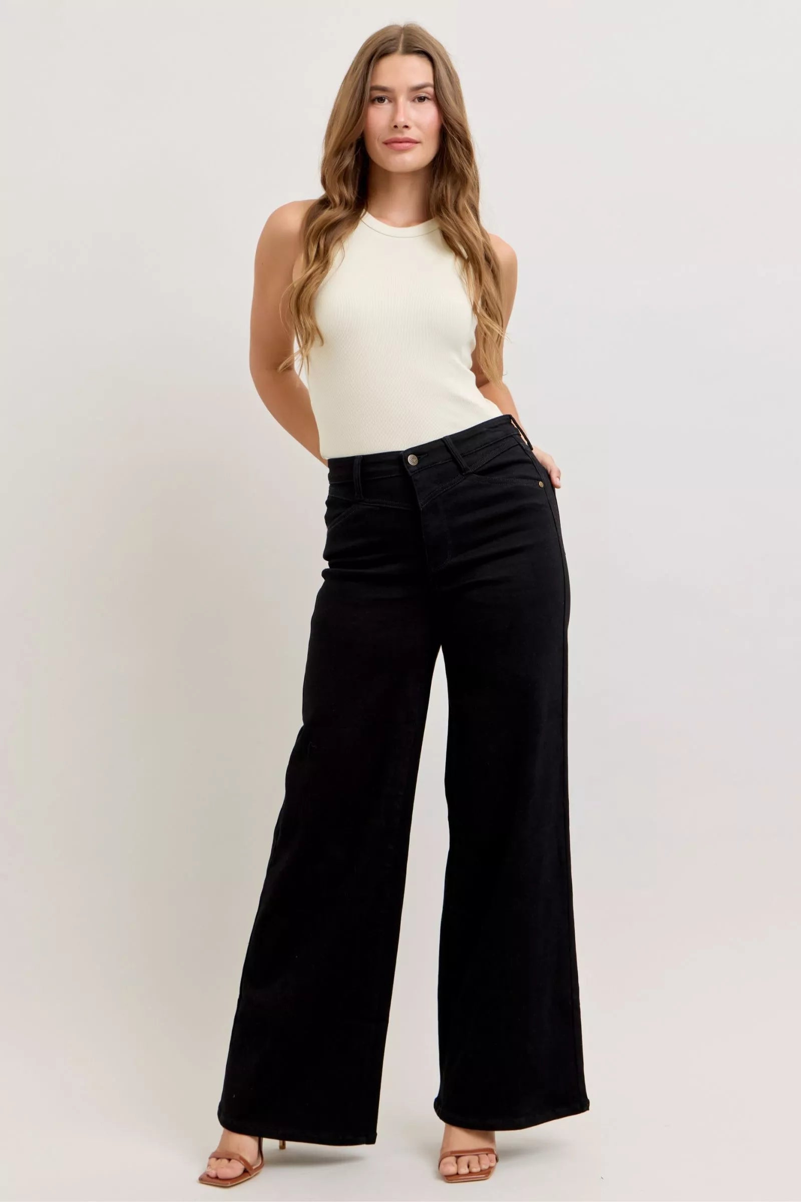 Judy Blue High Waisted Wide Leg Jeans For Women Flattering Fit Trendy Silhouette Versatile Wardrobe Essential