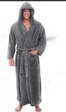 Men's Warm Plus Size Thick Hooded Bathrobe