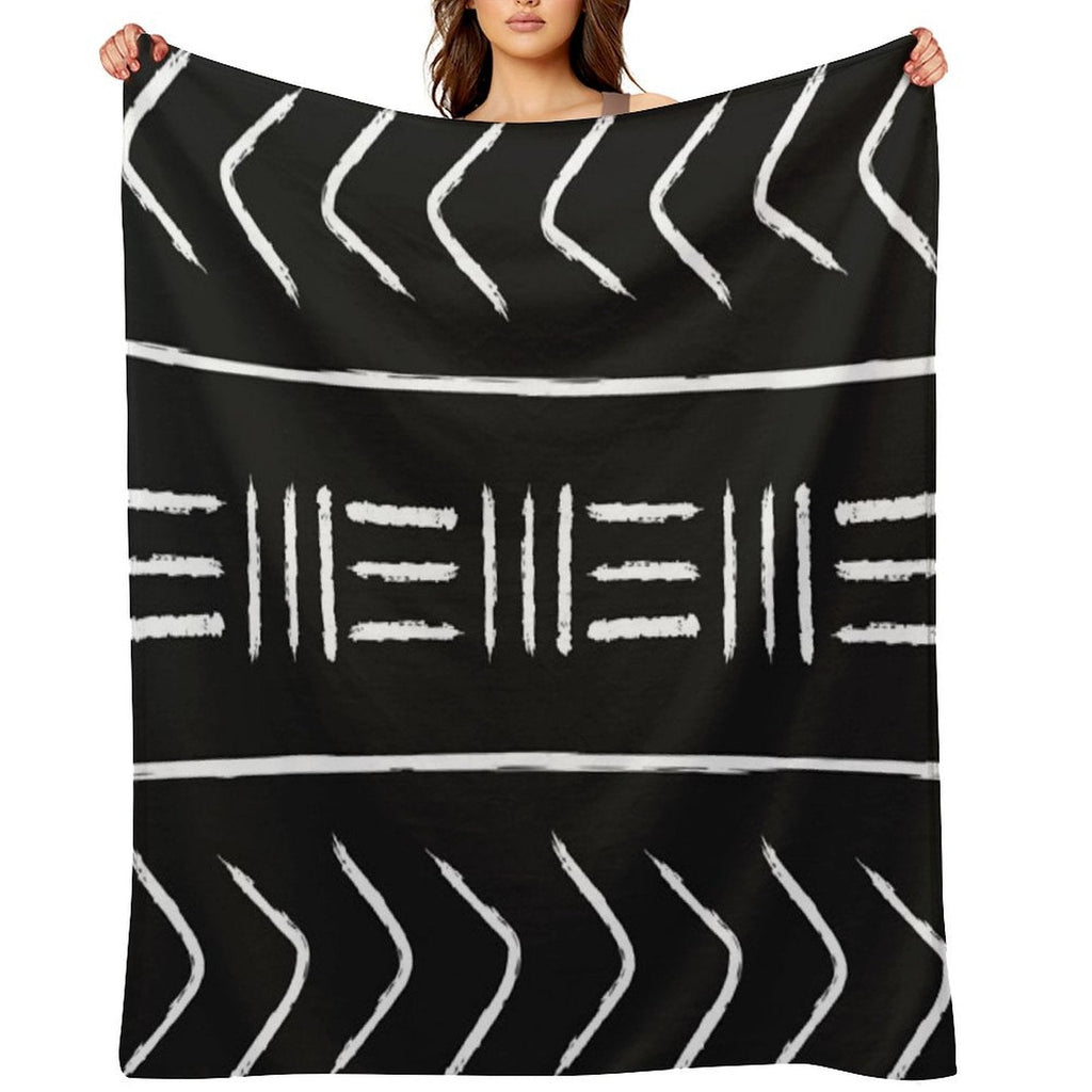 Black Mudcloth - Pillow Version Throw Blanket