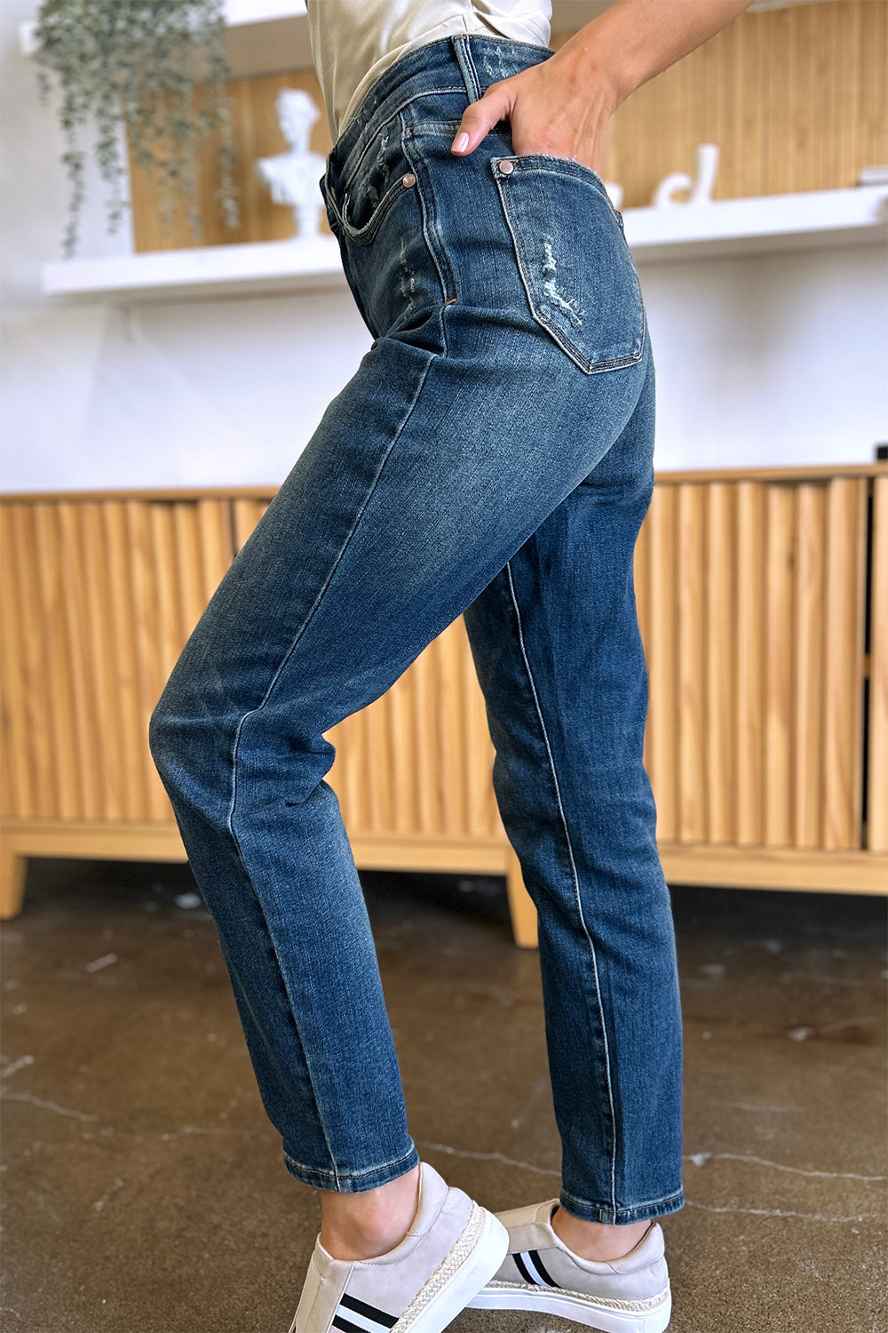 Judy Blue Tummy Control High Waist Slim Jeans For Women Full Size Midsection Smoothing Figure Flattering