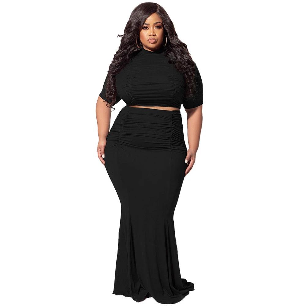 Midriff Outfit Plus Size Women's Two-piece Suit