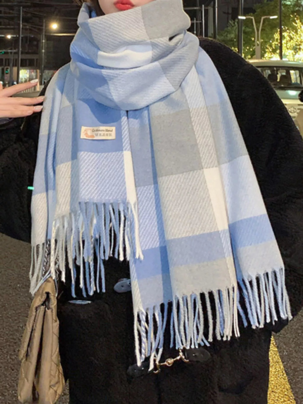 Wool Plaid Scarf with Fringe - Timeless Style