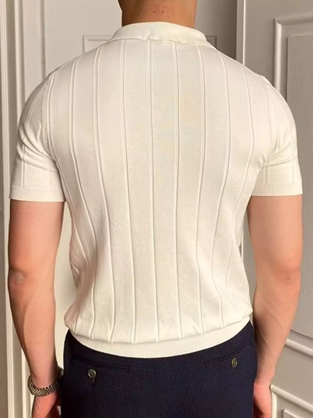 Men's Plus Size Slim Fit Knitted Polo Shirt