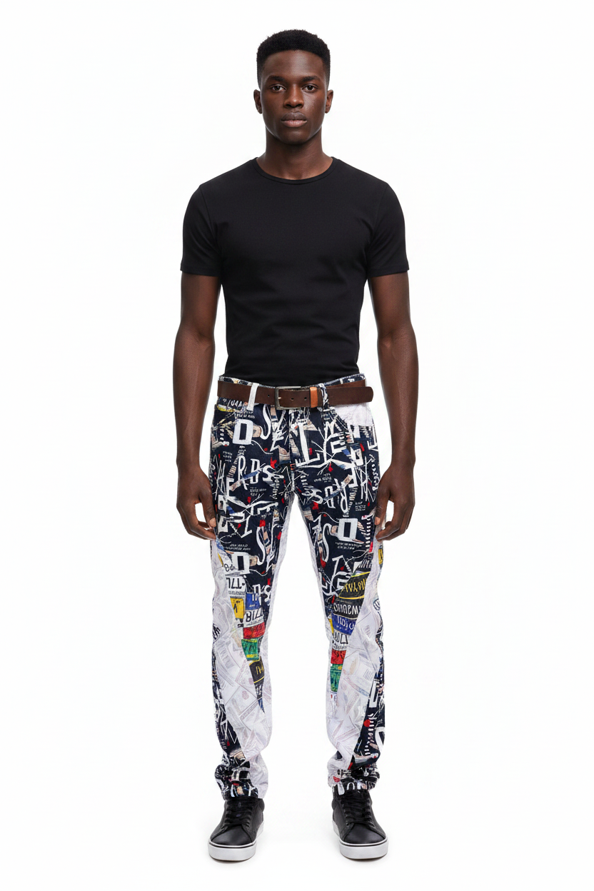 Men's Alphabet Print Jeans