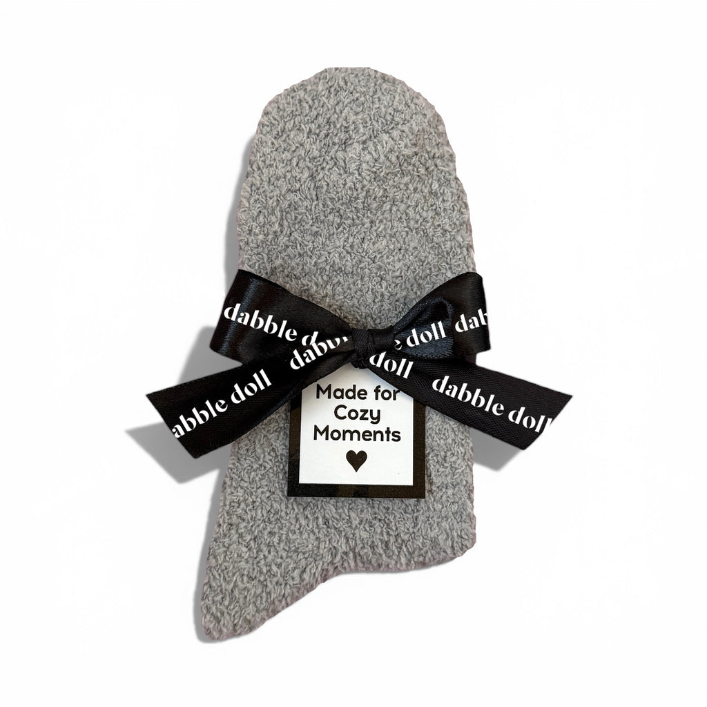 Grey Cozy Socks for Women with Ribbon