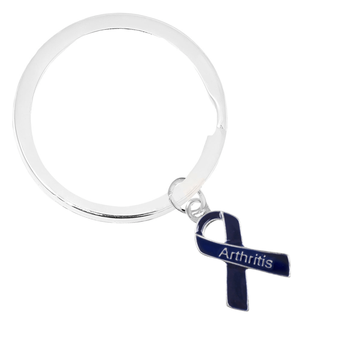 Dark Blue Ribbon Arthritis Awareness Split Style Keychains