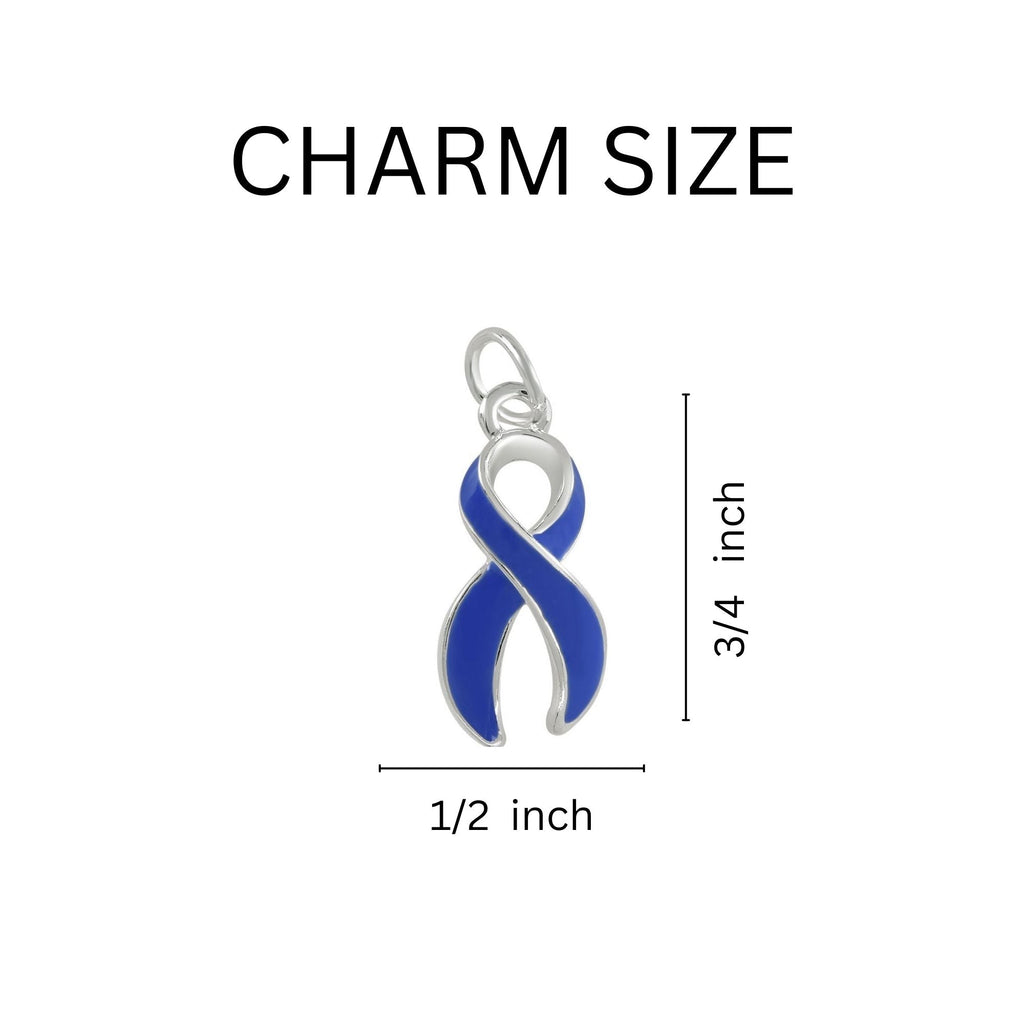 Dark Blue Ribbon Big Heart Key Chains