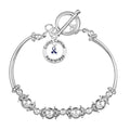 Dark Blue Ribbon Colon Cancer Circle Charm Partial Beaded Bracelet
