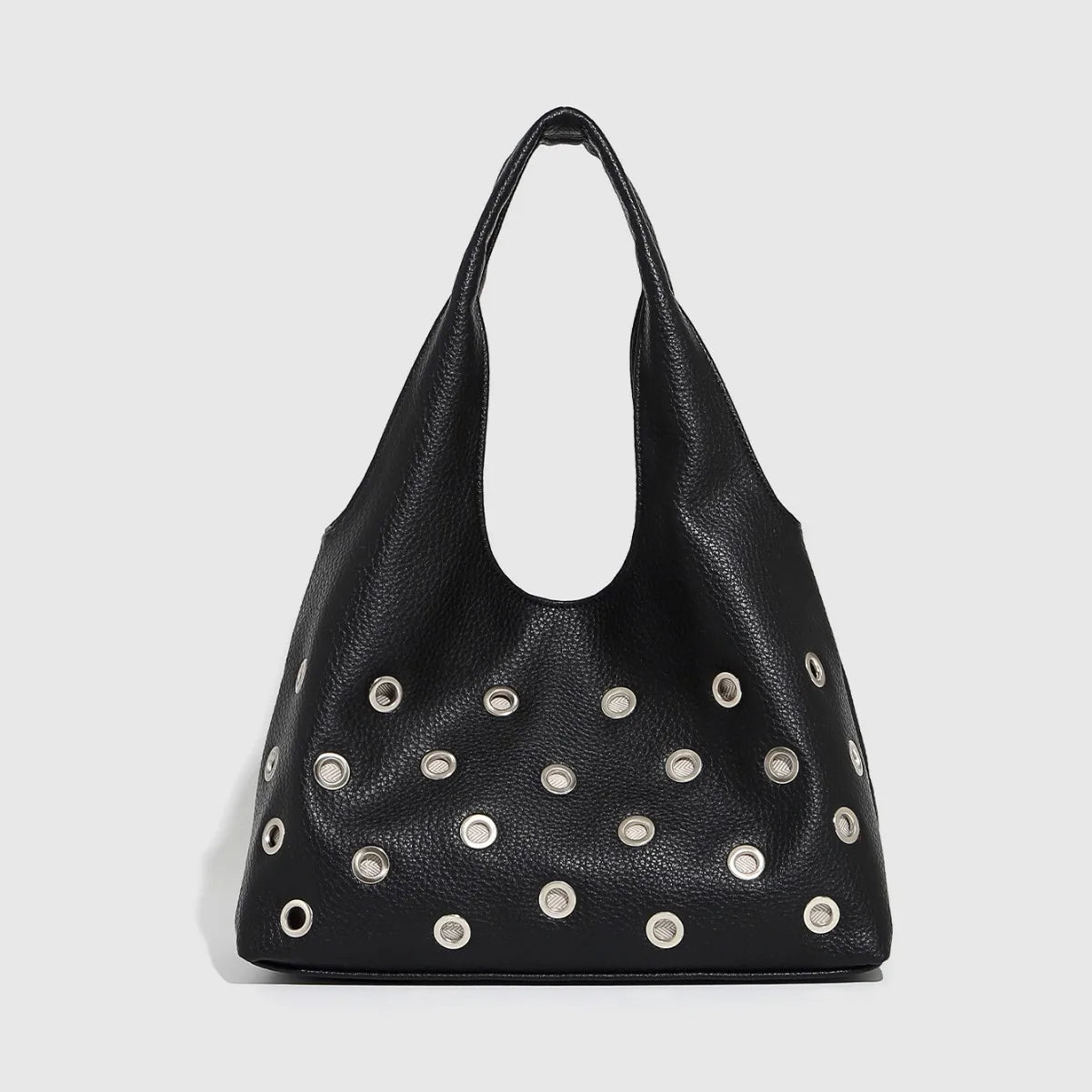 Dark Orbit Leather Rivet Shoulder Bag