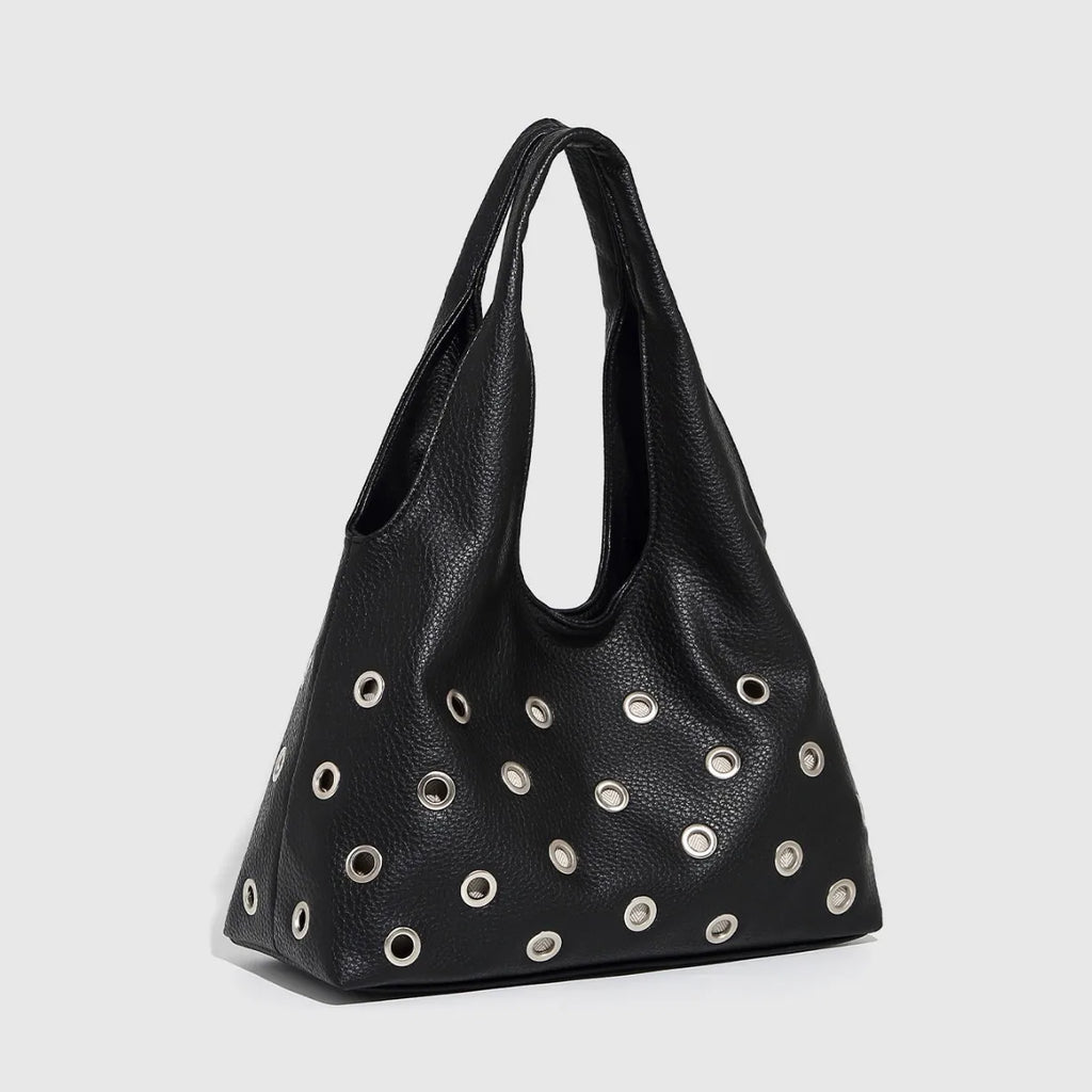 Dark Orbit Leather Rivet Shoulder Bag