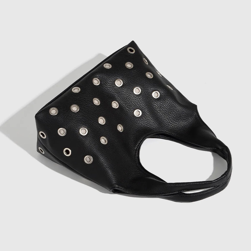 Dark Orbit Leather Rivet Shoulder Bag