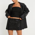 Darling Dazzle Black Sequin Mini Skirt