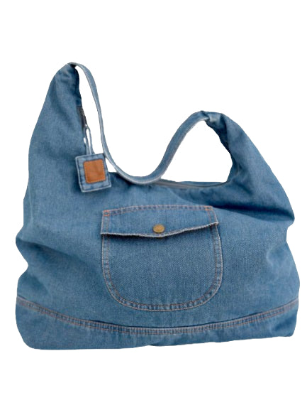 Oversized Slouchy Denim Hobo Shoulder Bag Casual Light Blue DenimDeko