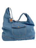 Oversized Slouchy Denim Hobo Shoulder Bag Casual Light Blue DenimDeko