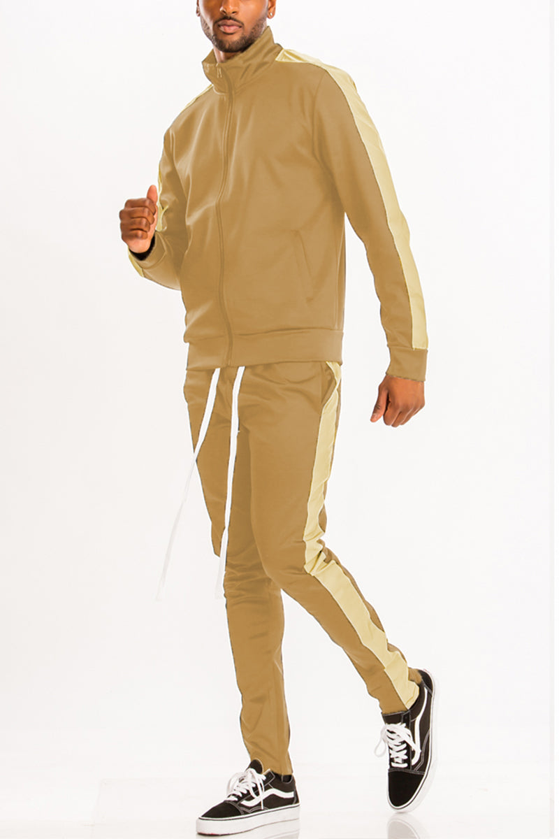 Single Stripe Zip Up Track Jacket and Track Pant Matching Set SET123