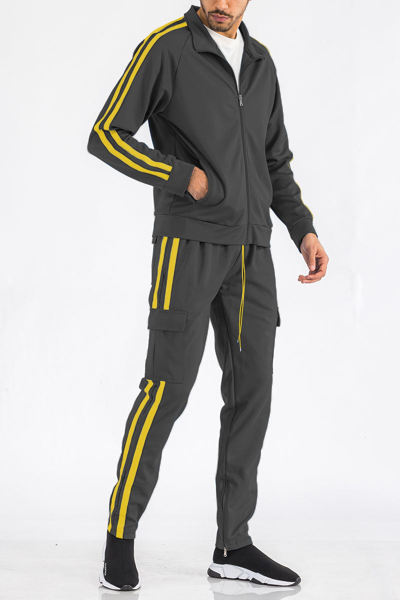 TWO STRIPE CARGO PANT SET